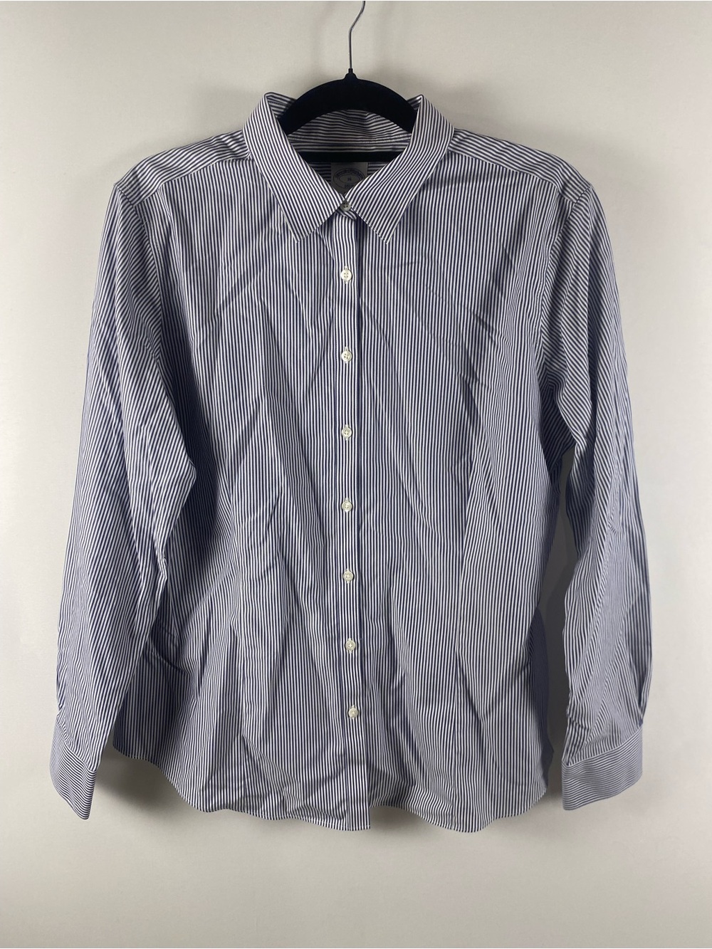 Brooks Brothers Fitted Cotton Blue & White Long Sleeve Button Down Shirt Size 16